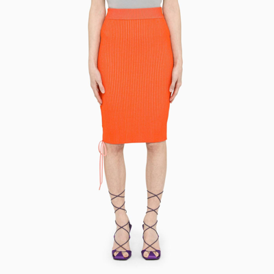 Off-white Lace-up Vanise Knit Skirt In Arancione