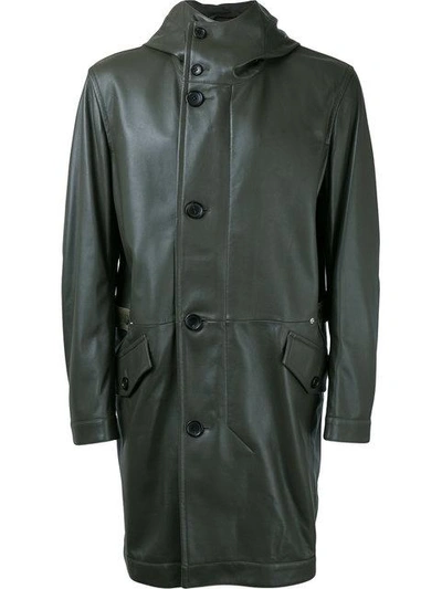 Cerruti 1881 Hooded Leather Coat - Brown