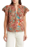 Ulla Johnson Evelyn Floral Print Puff Sleeve Top In Pink