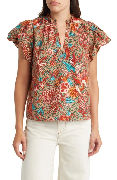 Ulla Johnson Evelyn Floral Print Puff Sleeve Top In Pink