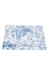 Matouk Pomegranate Linen Flat Sheet In Porcelain Blue