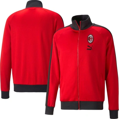 Puma Red Ac Milan Ftblheritage T7 Raglan Full-zip Track Jacket