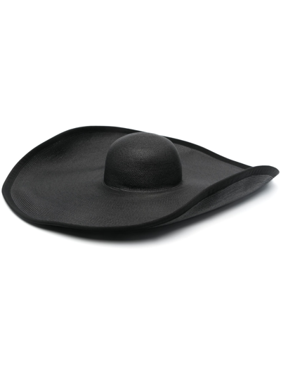 Max Mara Oversized Straw Hat In Black