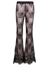 DSQUARED2 DSQUARED2 BLACK FLARED PANTS WITH FLORAL LACE ALL-OVER IN POLYESTER WOMAN