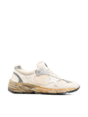Golden Goose Running Dad Nylon And Nappa Upper With Trims Leather Star In White Beige White Silver