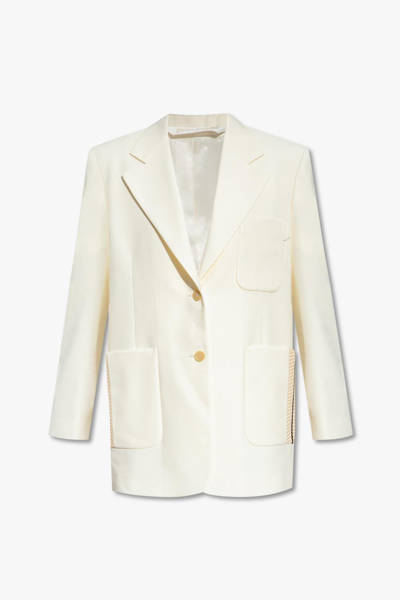 Palm Angels Knitted Tape-detail Blazer In White