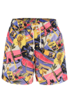 Palm Angels Miami Multicolor Shorts With All-over Graphic Print In Viscose Woman In Multicolor