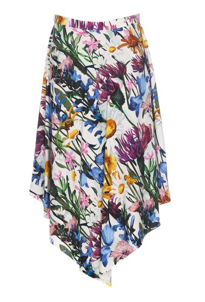 Stella Mccartney Asymmetric Floral-print Crepe De Chine Midi Skirt In Multicolour