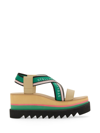 Stella Mccartney Sneak-elyse Striped Platform Sandals In Multicolor