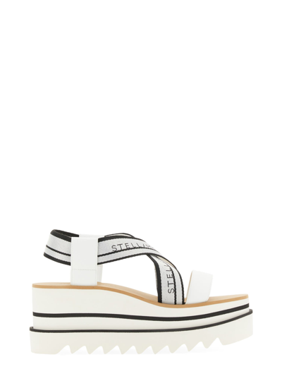 Stella Mccartney Sneak-elyse Striped Platform Sandals In White