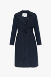 Woolrich Trench Coat In Urban Touch Fabric With Belted Waist In Blu
