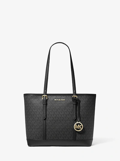 Michael Kors Jet Set Travel Small Logo Top-zip Tote Bag In Black