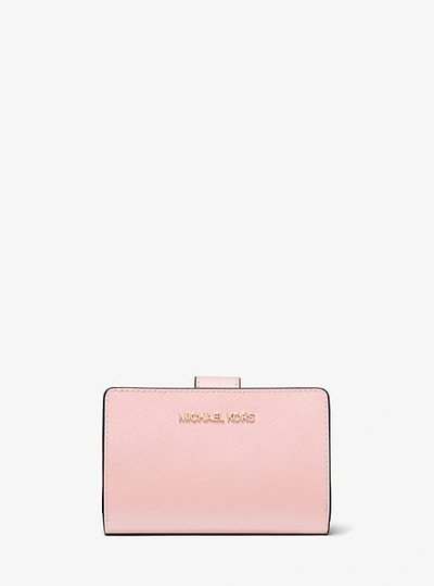 Michael Kors Medium Crossgrain Leather Wallet In Pink