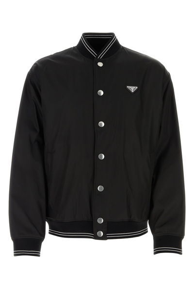 Prada Logo Plaque Jacket In Black