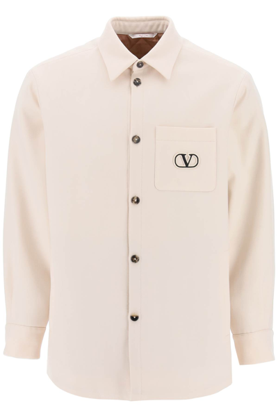 Valentino Padded Overshirt With Vlogo Signature Patch In White