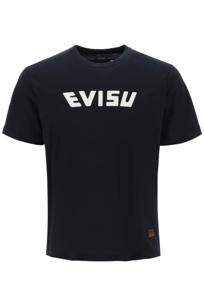 Evisu Crew-neck T-shirt With Prints In Black
