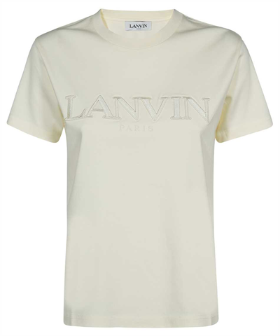 Lanvin Embroidered Regular T-shirt In Beige