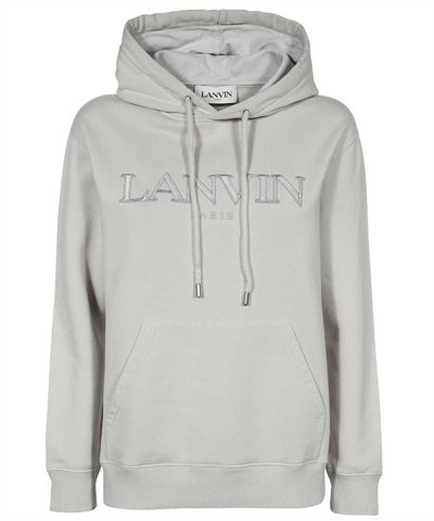 Lanvin Classic Embroidered Hoodie In Grey