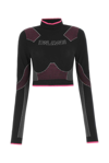 Balmain Multicolor Stretch Nylon Top In Eeh Noir/fuchsia
