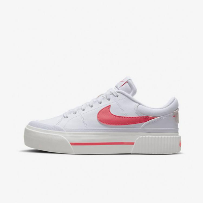 Nike Women's Court Legacy Lift Platform Casual Sneakers From Finish Line In White/summit White/coral Chalk/sea Coral