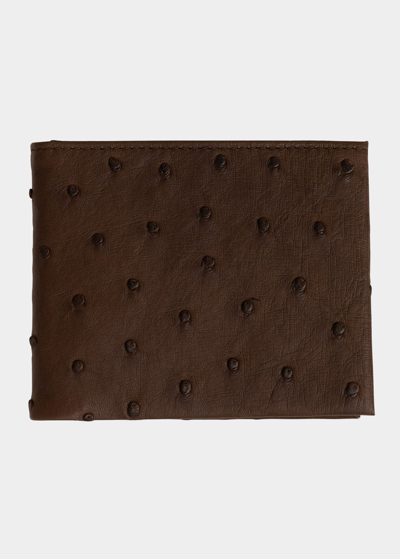Abas Ostrich Bi-fold Wallet In Brown