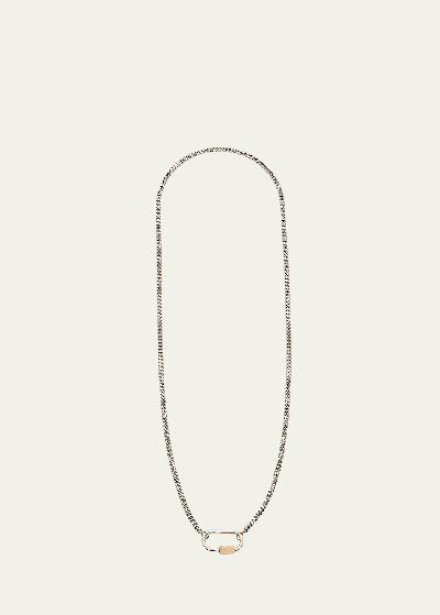 Marla Aaron Two-tone Heavy Curb Chain And Lock Necklace In Multi