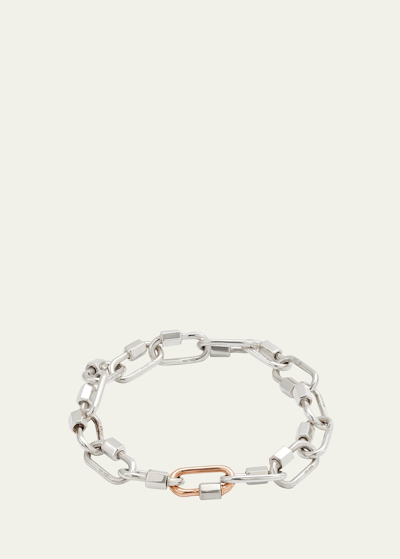 Marla Aaron Sterling Silver And Rose Gold Lock Chain Bracelet In Multi