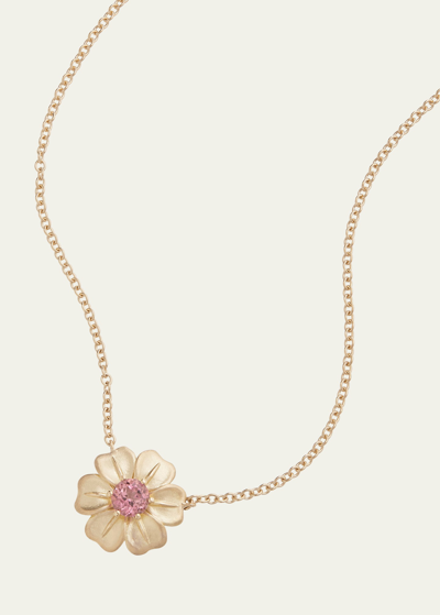 Jamie Wolf 18k Yellow Gold Flower Pendant Necklace With Pink Tourmaline In Yg