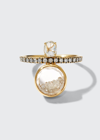 Moritz Glik Diamonds Set And Enclosed In Double White Sapphire Shaker Ring In Yg