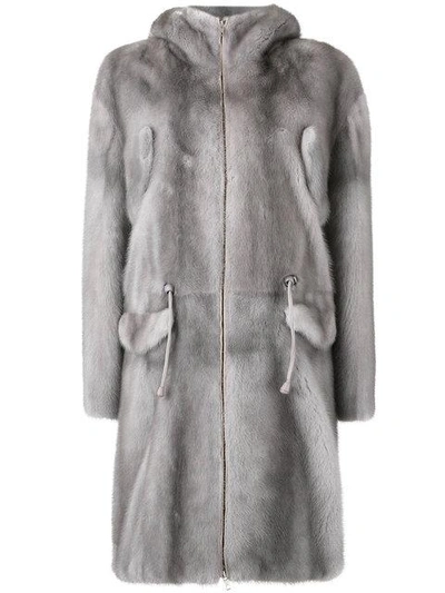 Liska Midi Zipped Coat In Grey