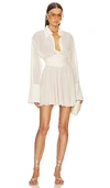 Helsa Sheer Mini Shirt Dress In Cream