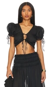 Lpa Ophelia Tie Front Top In Black