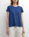 Lafayette 148 Petite Cotton Jersey Modern Tee In Parisian Blue