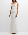 ROLAND MOURET DIAMANTE CADY GOWN WITH CRYSTAL INSET DETAIL
