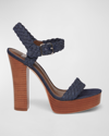 Paige Ankle Strap Platform Sandal In Indigo