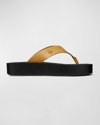 Tory Burch Platform Flip-flop In Ginger Shortbread/black