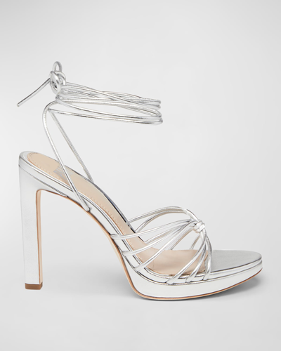 Paige Viola Metallic Ankle-wrap Sandals In Silver