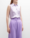 Vince Bias Cut Silk Shirt In Wisteria