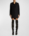 Khaite Kal Oversize Long Sleeve High-low Shirtdress In Black
