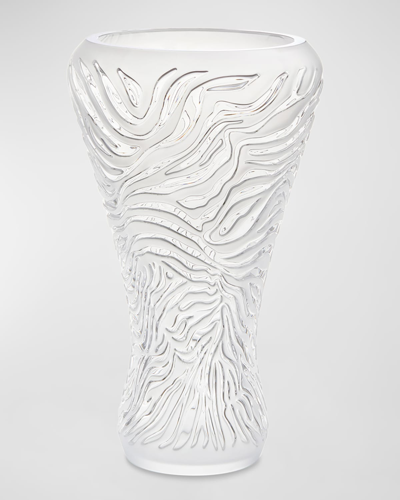 Lalique Zebra Vase In Satin Finish In Clear