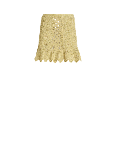 Etro Ruffle-hem Crochet Mini Skirt In Green