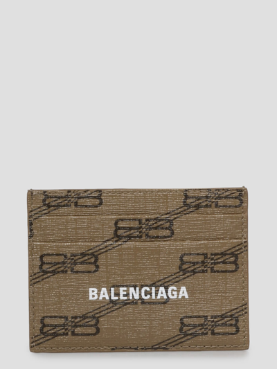 Balenciaga Bb Monogram Signature Card Holder In Brown