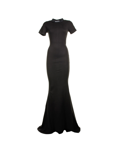 Balenciaga Fitted Stretch Maxi Dress In Black