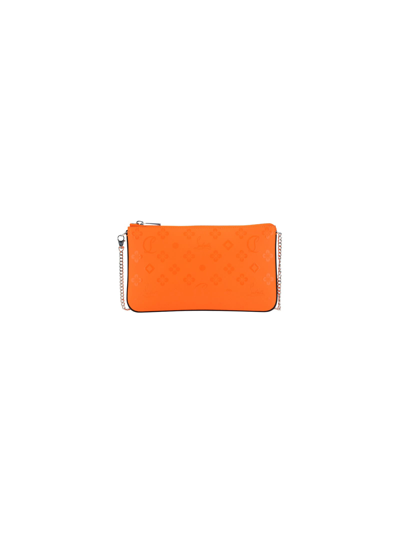 Christian Louboutin Loubila Printed Leather Clutch In Orange/fluo Orange