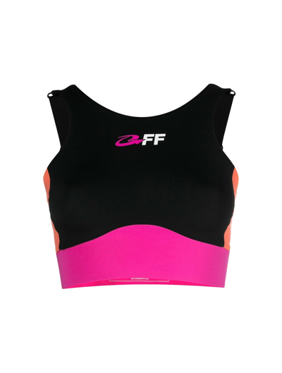 Off-white Logo Sports Bra In Black Rhod Red