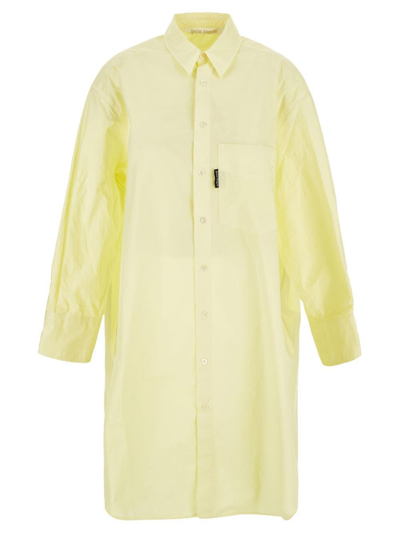 Palm Angels Overlogo Shirt Dress In Yellow