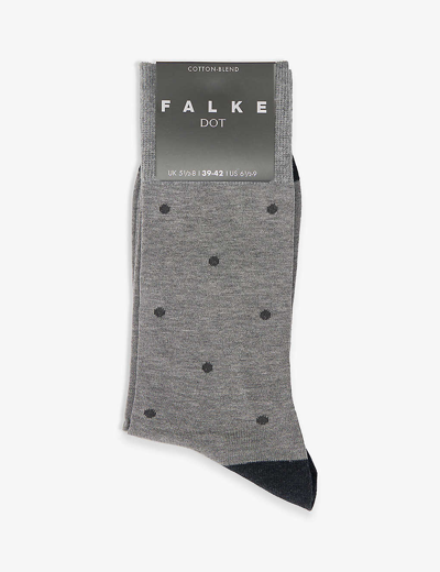 Falke Mens Anthracite Mel. Dotted Cotton-blend Socks In Grey