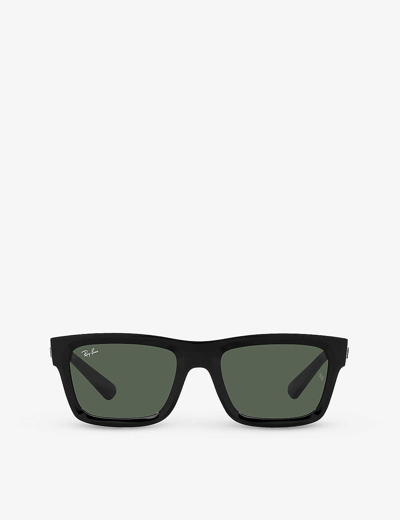 Ray Ban Sunglasses Unisex Warren Bio-based - Black Frame Green Lenses 54-20 In Schwarz