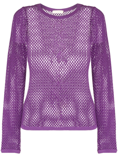 Ulla Johnson Rio Cotton Fishnet Top In Cassis