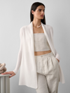 WHITE + WARREN ESSENTIAL CASHMERE TRAPEZE CARDIGAN SWEATER IN SOFT WHITE